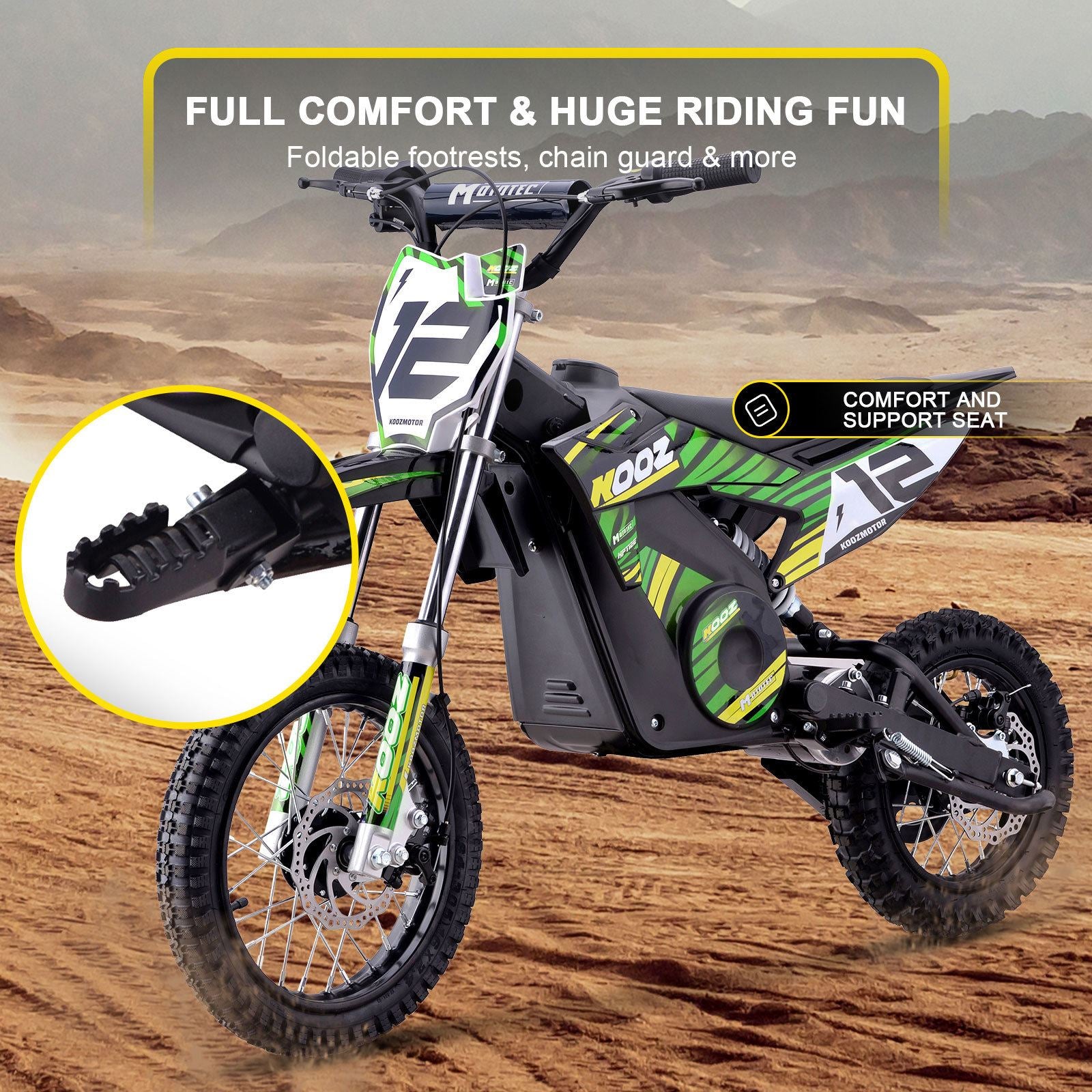 MotoTec USA 36v 1000w (HP112E) Electric Dirt Bike - Green Dirt-Bike-36v-1000w-HP112E_Green_1768438