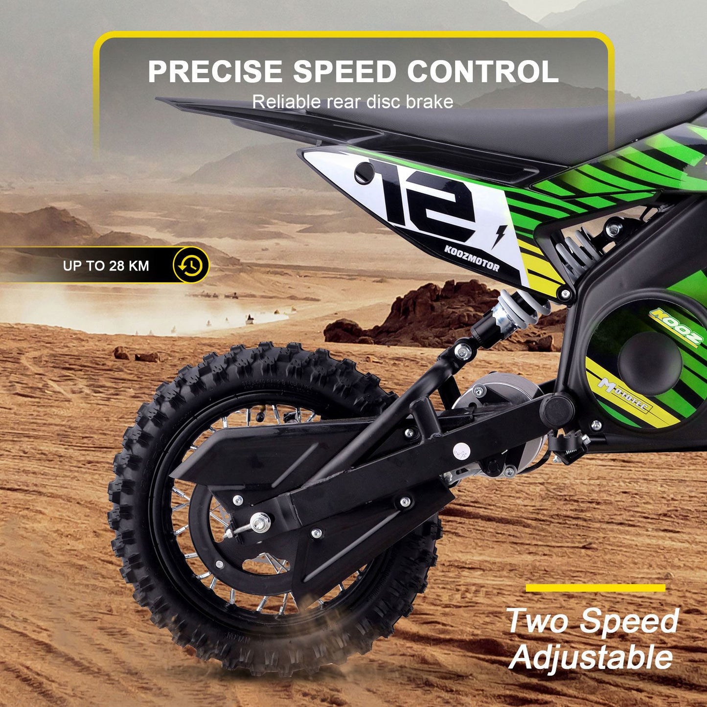 MotoTec USA 36v 1000w (HP112E) Electric Dirt Bike - Green Dirt-Bike-36v-1000w-HP112E_Green_1768437