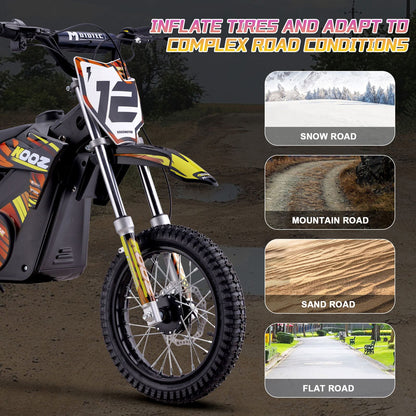 MotoTec USA 36v 1000w (HP112E) Electric Dirt Bike - Orange [MPN: Dirt-Bike-36v-1000w-HP112E_Orange]_1768432