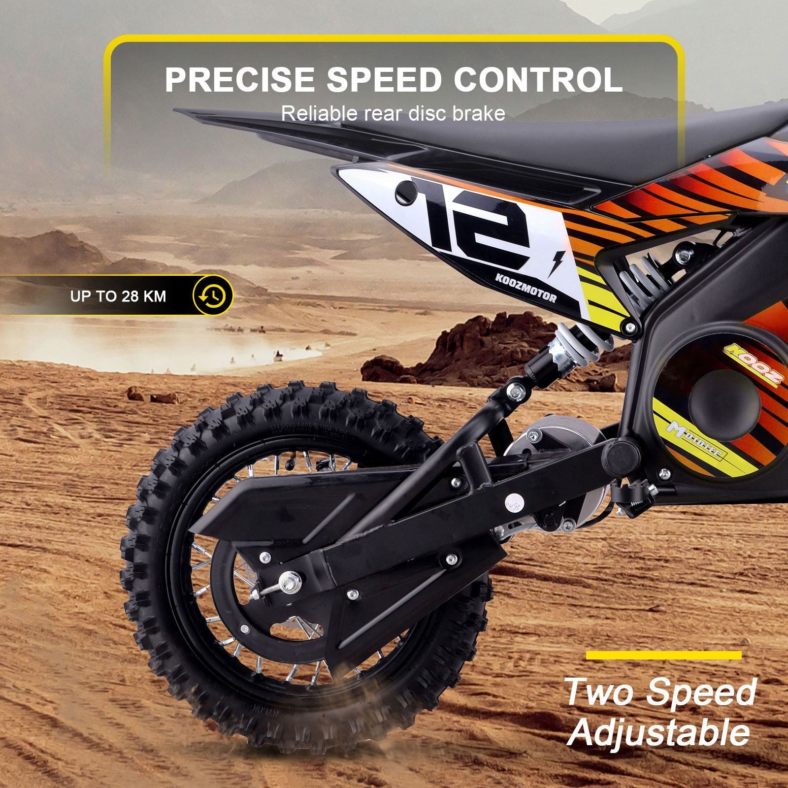 MotoTec USA 36v 1000w (HP112E) Electric Dirt Bike - Orange [MPN: Dirt-Bike-36v-1000w-HP112E_Orange]_1768430