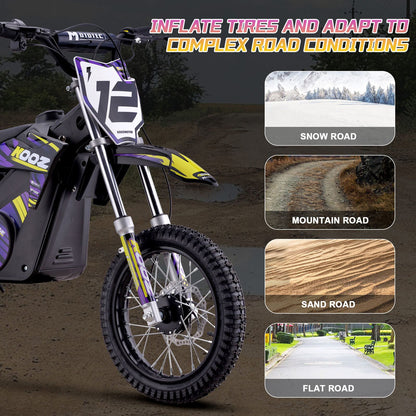 MotoTec USA 36v 1000w (HP112E) Electric Dirt Bike - Purple [MPN: Dirt-Bike-36v-1000w-HP112E_Purple]_1768448