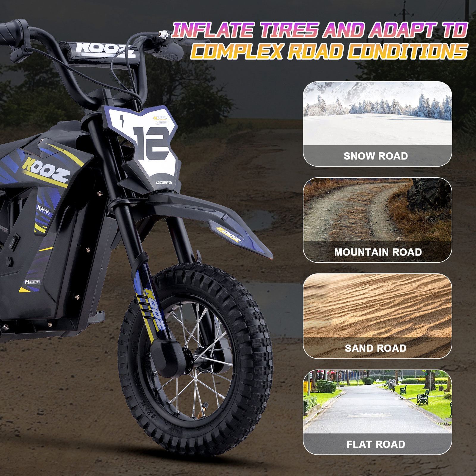 MotoTec USA 36v 300w (HP122E) Electric Dirt Bike - Blue [MPN: Dirt-Bike-36v-300w-HP122E_Blue]_1540545