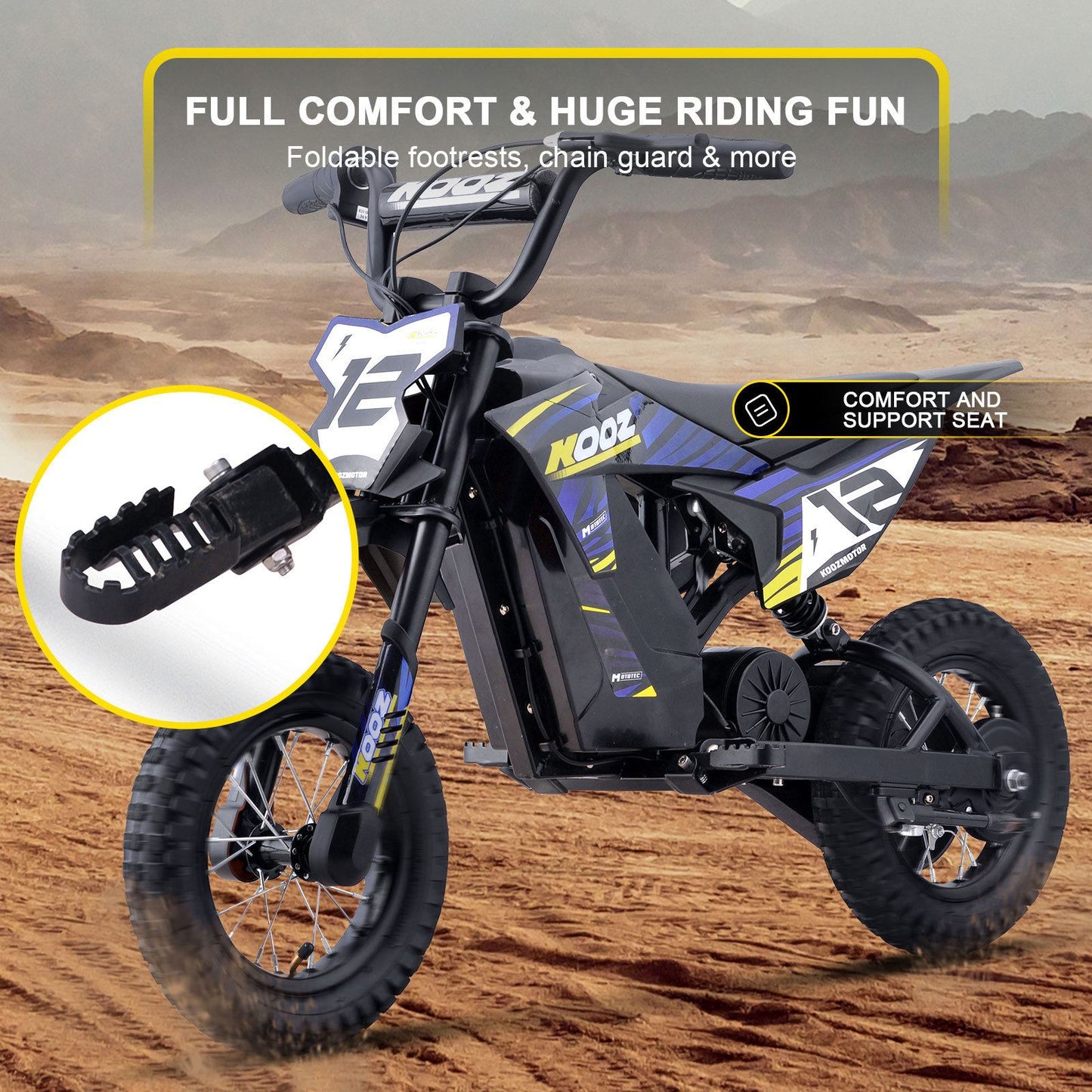 MotoTec USA 36v 300w (HP122E) Electric Dirt Bike - Blue [MPN: Dirt-Bike-36v-300w-HP122E_Blue]_1540546