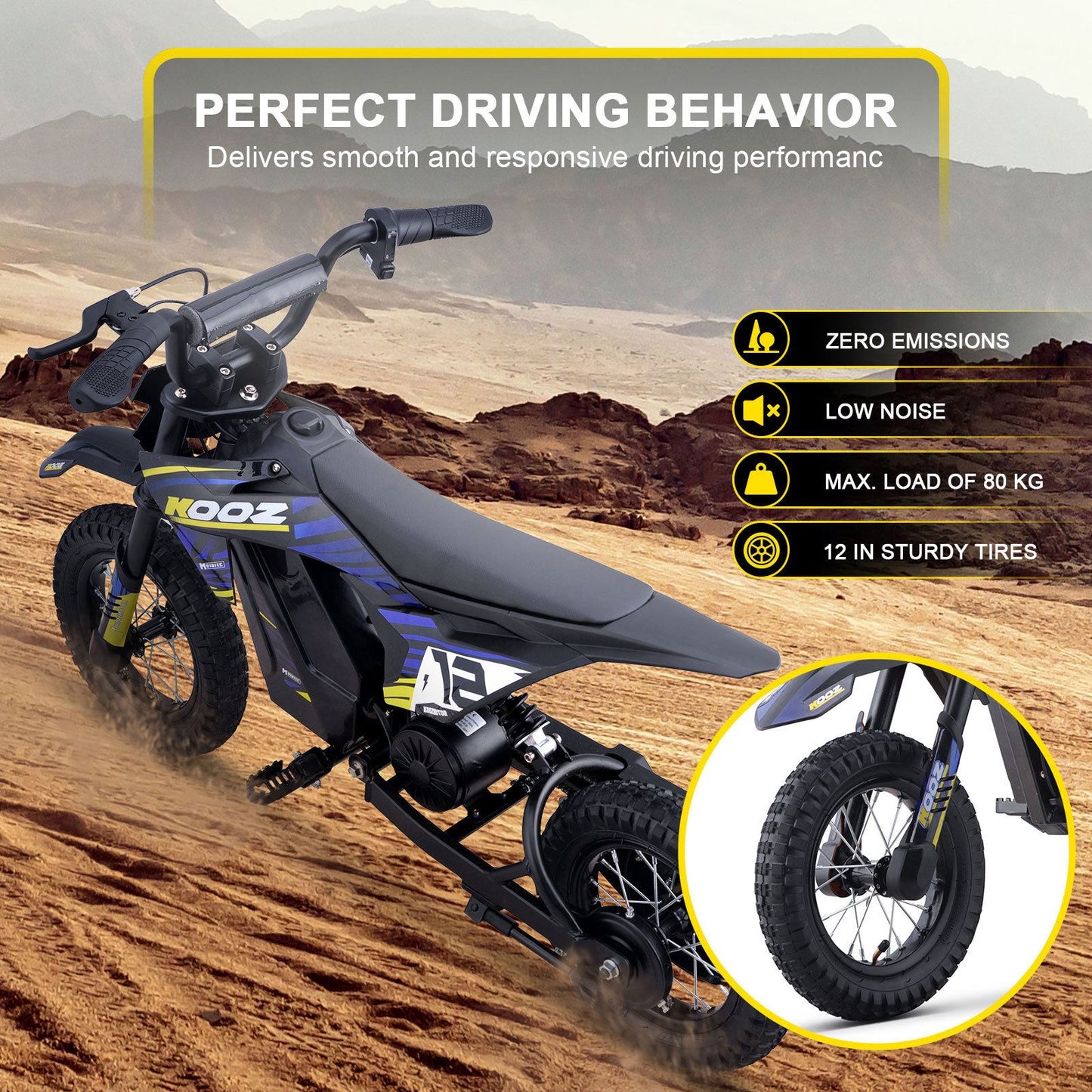 MotoTec USA 36v 300w (HP122E) Electric Dirt Bike - Blue [MPN: Dirt-Bike-36v-300w-HP122E_Blue]_1540548