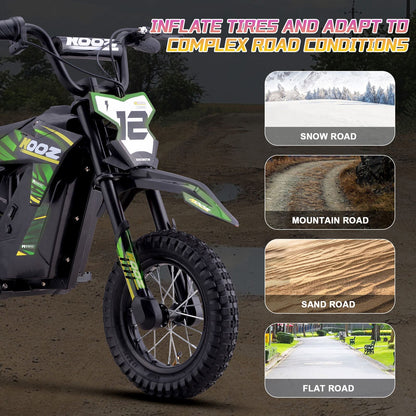 MotoTec USA 36v 300w (HP122E) Electric Dirt Bike - Green [MPN: Dirt-Bike-36v-300w-HP122E_Green]_1540558