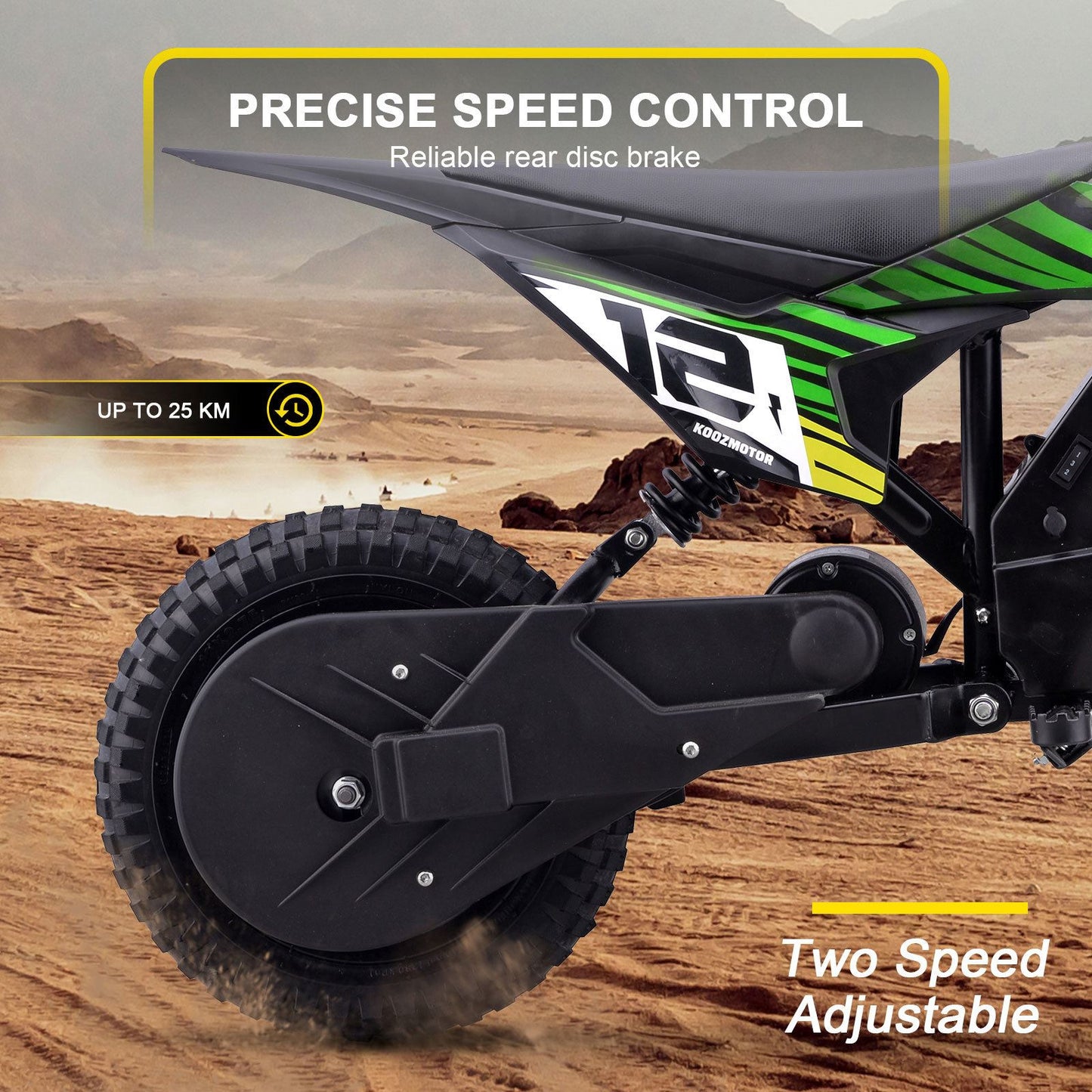 MotoTec USA 36v 300w (HP122E) Electric Dirt Bike - Green [MPN: Dirt-Bike-36v-300w-HP122E_Green]_1540560
