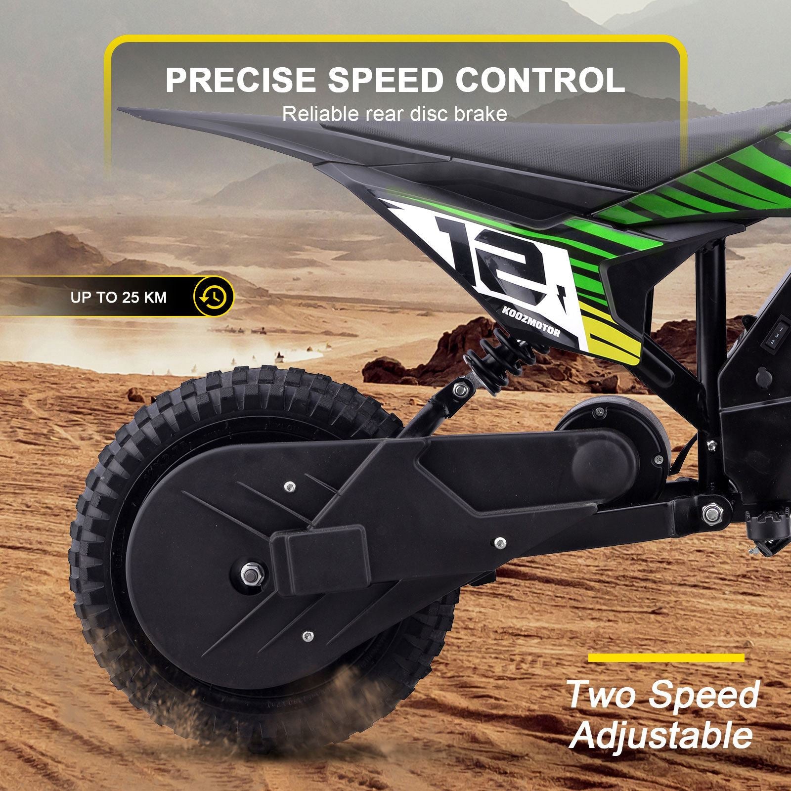 MotoTec USA 36v 300w (HP122E) Electric Dirt Bike - Green [MPN: Dirt-Bike-36v-300w-HP122E_Green]_1540560