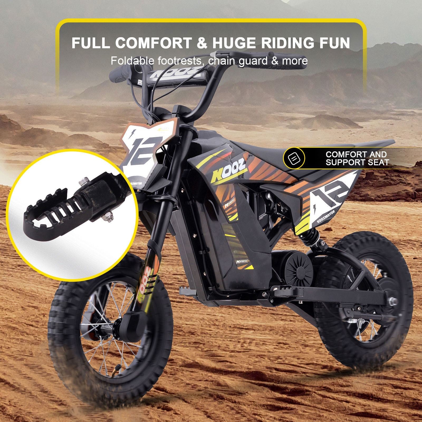 MotoTec USA 36v 300w (HP122E) Electric Dirt Bike - Orange [MPN: Dirt-Bike-36v-300w-HP122E_Orange]_1540582
