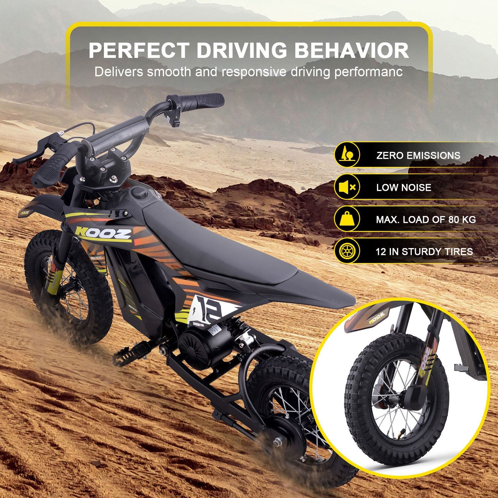 MotoTec USA 36v 300w (HP122E) Electric Dirt Bike - Orange [MPN: Dirt-Bike-36v-300w-HP122E_Orange]_1540572