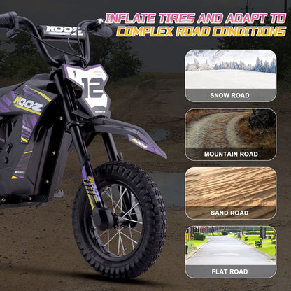 MotoTec USA 36v 300w (HP122E) Electric Dirt Bike - Purple [MPN: Dirt-Bike-36v-300w-HP122E_Purple]_1540578