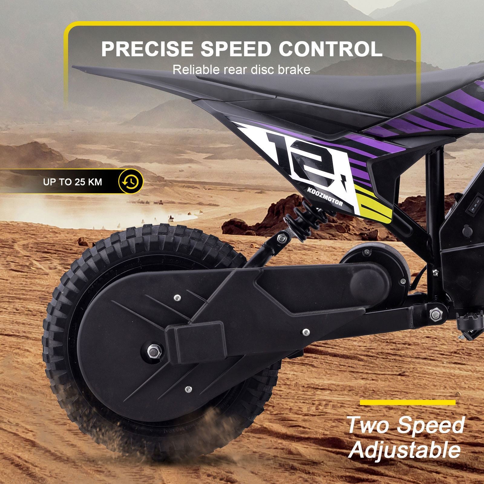 MotoTec USA 36v 300w (HP122E) Electric Dirt Bike - Purple [MPN: Dirt-Bike-36v-300w-HP122E_Purple]_1540580
