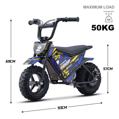 MotoTec USA 24v 250w Electric Powered Mini Bike - Blue MiniBike-24v-250w-HP120E_Blue_1541632