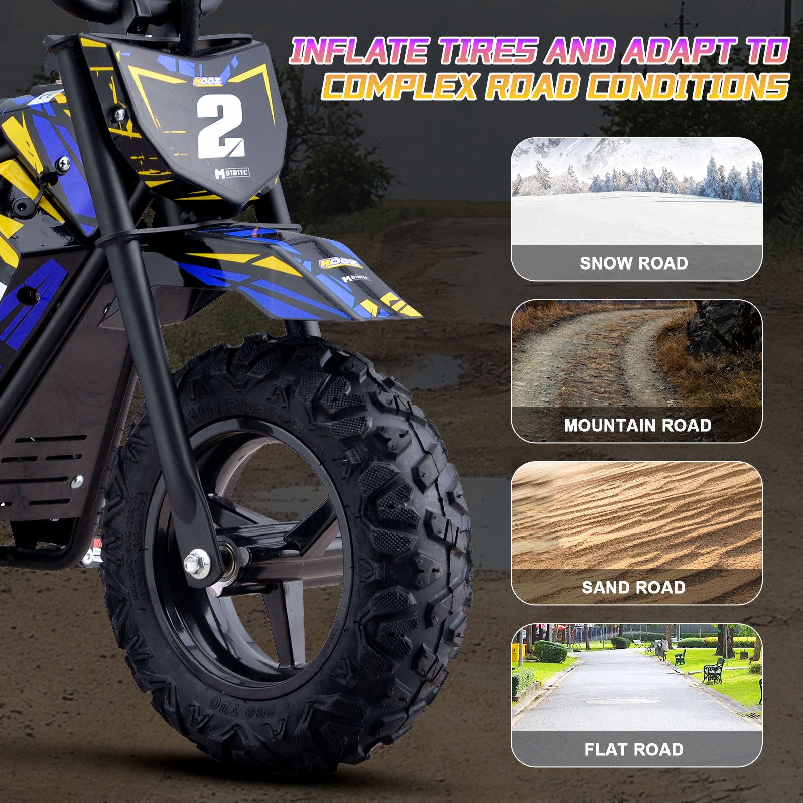 MotoTec USA 24v 250w Electric Powered Mini Bike - Blue MiniBike-24v-250w-HP120E_Blue_1541631