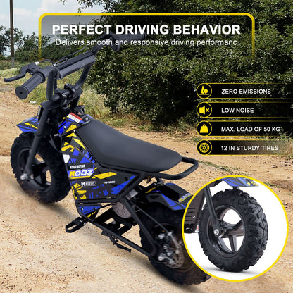MotoTec USA 24v 250w Electric Powered Mini Bike - Blue MiniBike-24v-250w-HP120E_Blue_1541628