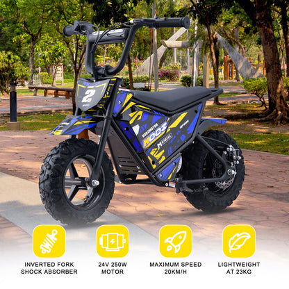 MotoTec USA 24v 250w Electric Powered Mini Bike - Blue MiniBike-24v-250w-HP120E_Blue_1541634