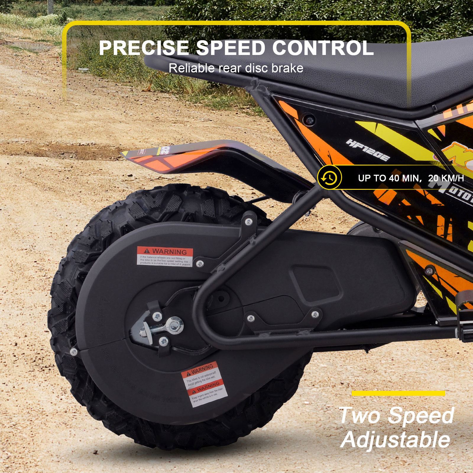 MotoTec USA 24v 250w Electric Powered Mini Bike - Orange MiniBike-24v-250w-HP120E_Orange_1541638
