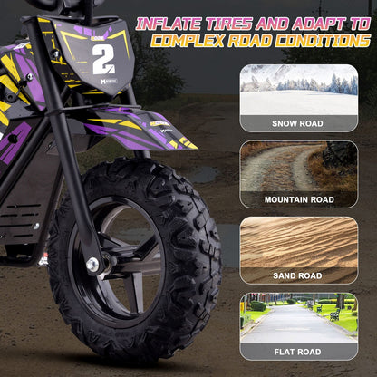 MotoTec USA 24v 250w Electric Powered Mini Bike - Purple MiniBike-24v-250w-HP120E_Purple_1541651