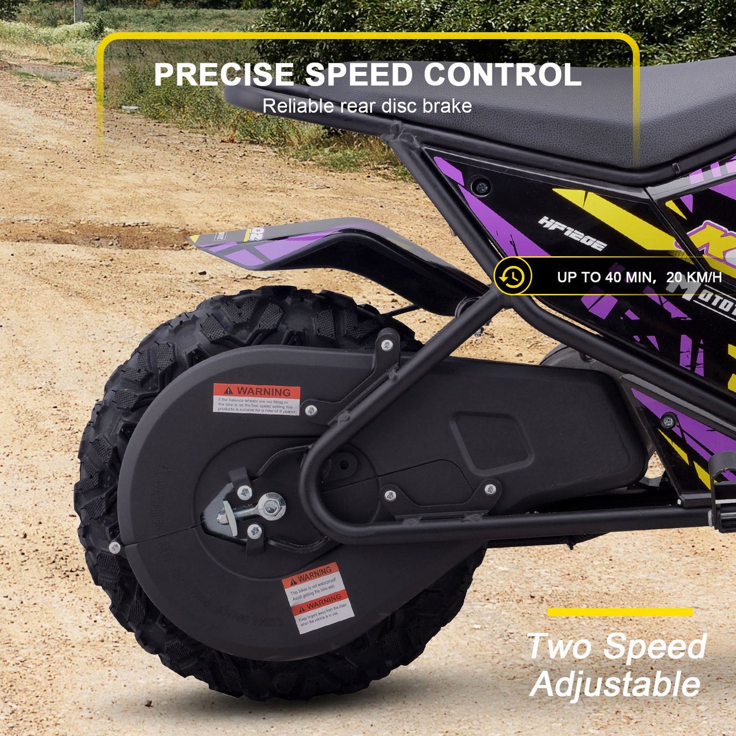 MotoTec USA 24v 250w Electric Powered Mini Bike - Purple MiniBike-24v-250w-HP120E_Purple_1541653