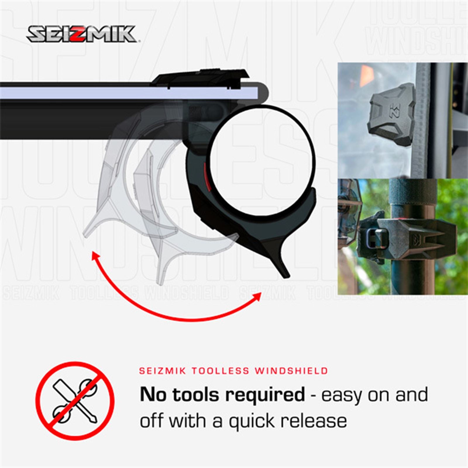 Seizmik Front Toolless Windshield fits Kawasaki Ridge 50-55316KIT_1553237