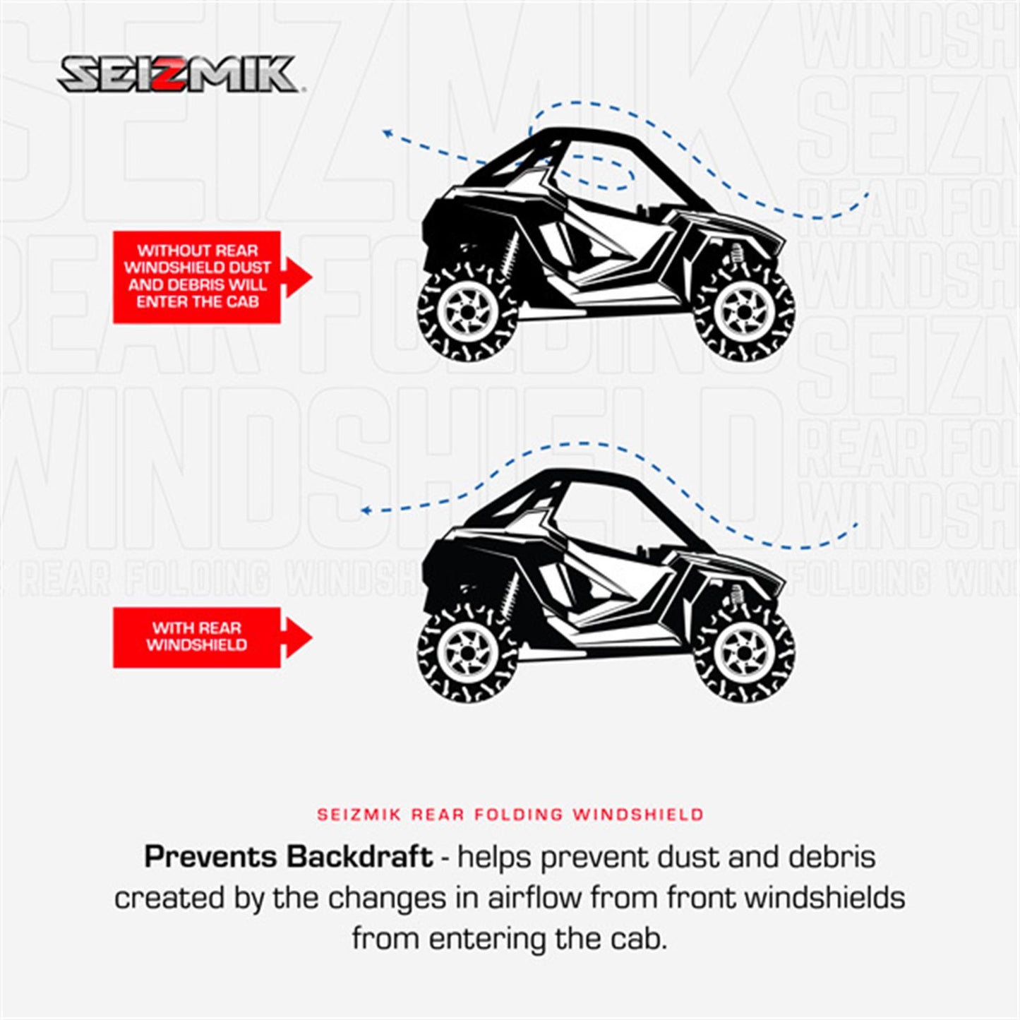 Seizmik Rear Folding Windshield for Kawasaki Ridge Ranch Edition 50-55319KIT_1553699
