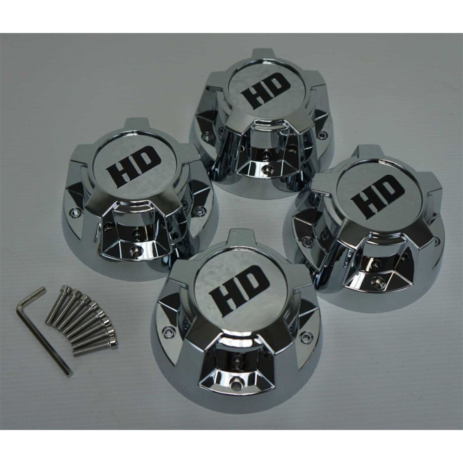 Birdie Pro Center Cap – Silver – Black HD logo for 14" Rhino Wheels only - Set of 4 [MPN: CC0008]_2116454
