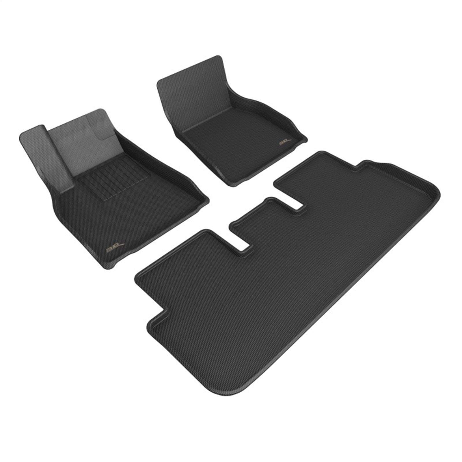 3D MAXpider Kagu 1st & 2nd Row Floormats - Black for 21-22 Tesla Model S [MPN: L1TL03801509]_1559850