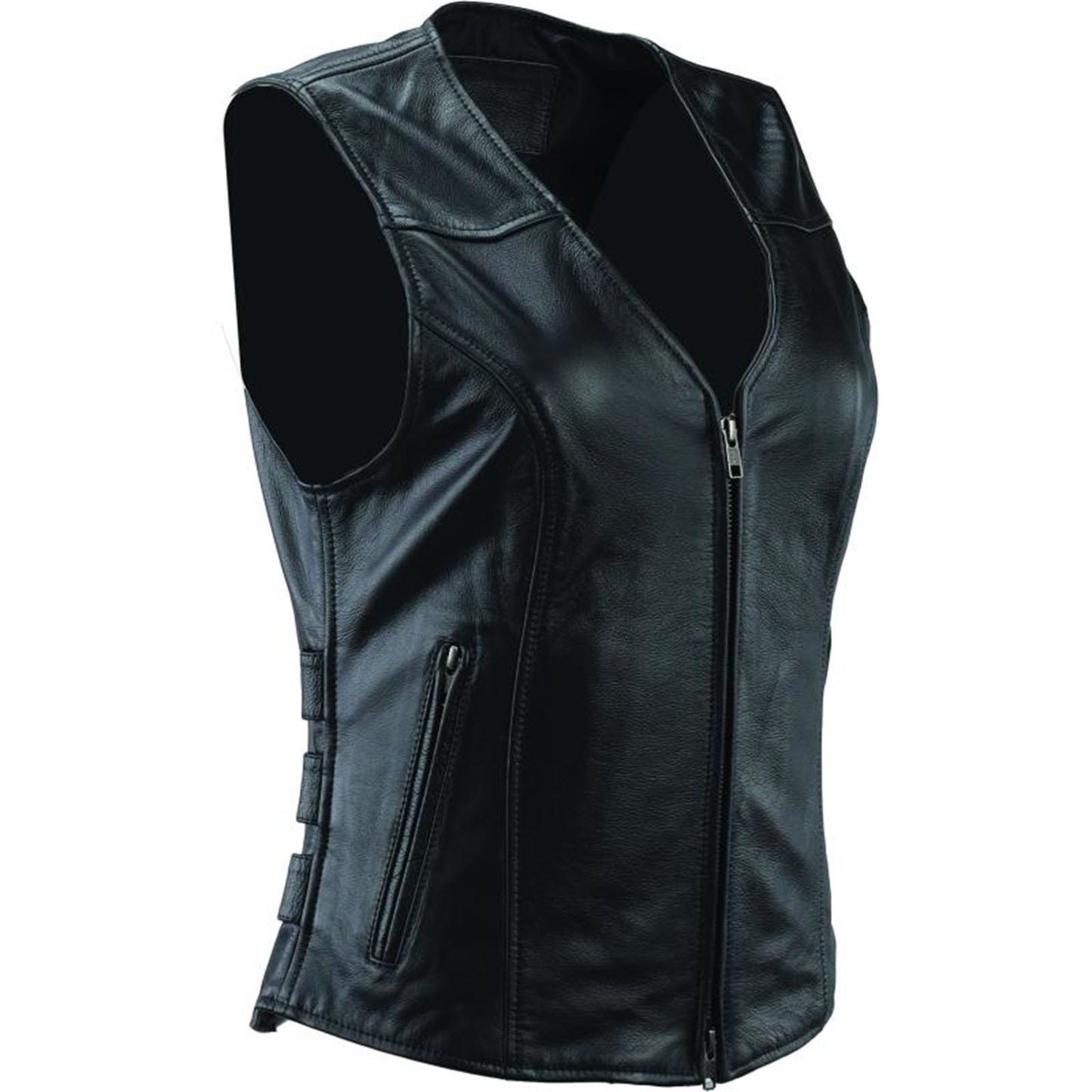 Kuryakyn Women's River Road Plains Leather Vest - Black_1552557