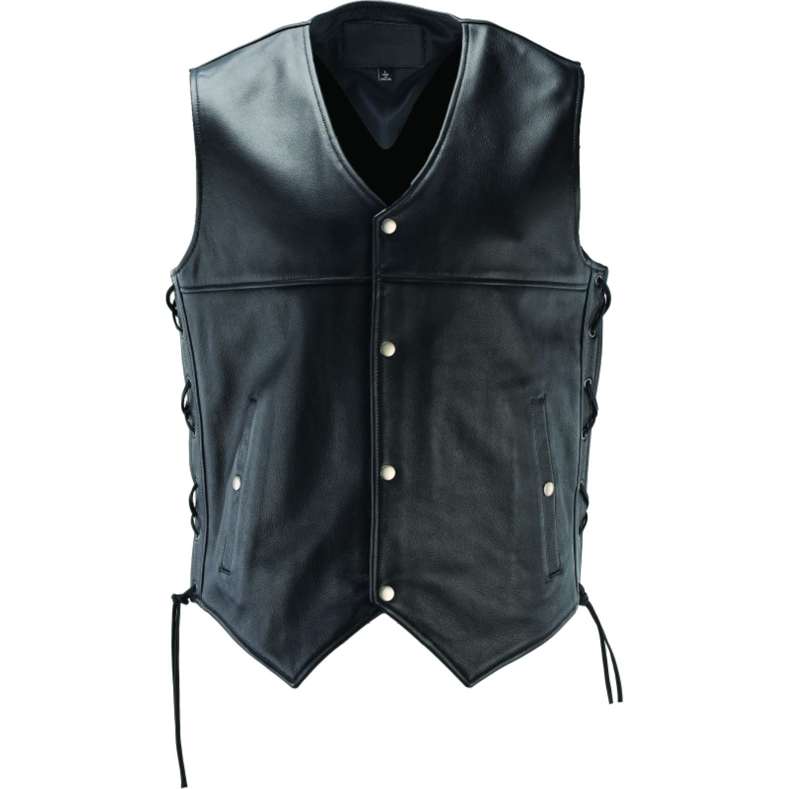 Kuryakyn River Road Old Skool Leather Vest - Black_1554927