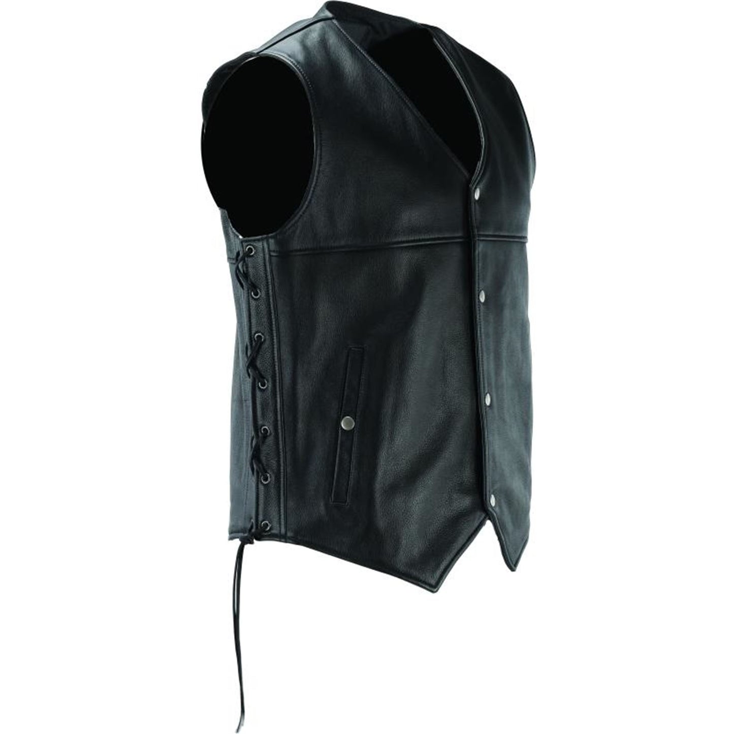 Kuryakyn River Road Old Skool Leather Vest - Black_1554929