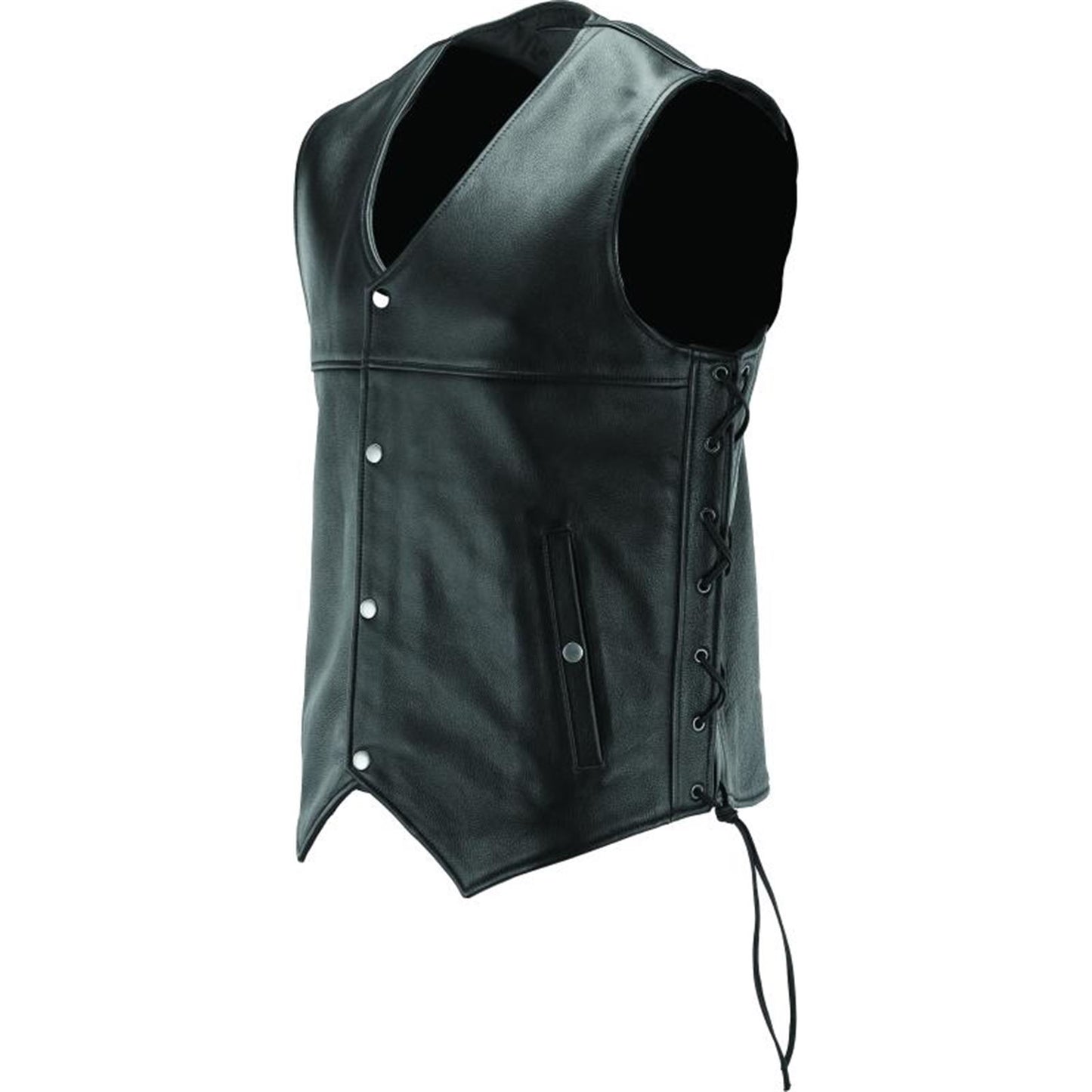 Kuryakyn River Road Old Skool Leather Vest - Black_1554930