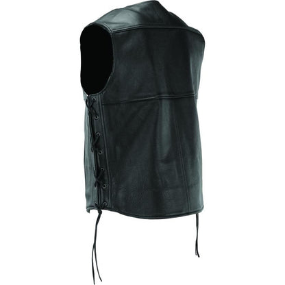 Kuryakyn River Road Old Skool Leather Vest - Black_1554932
