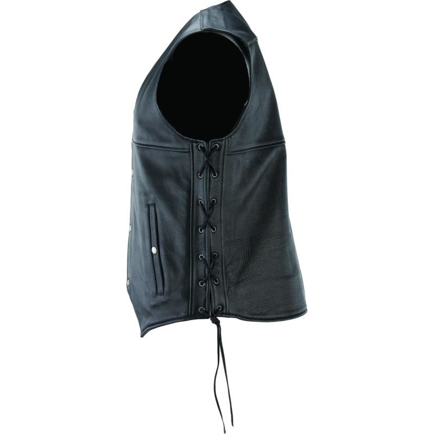 Kuryakyn River Road Old Skool Leather Vest - Black_1554933