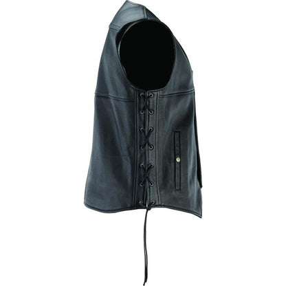 Kuryakyn River Road Old Skool Leather Vest - Black_1554934