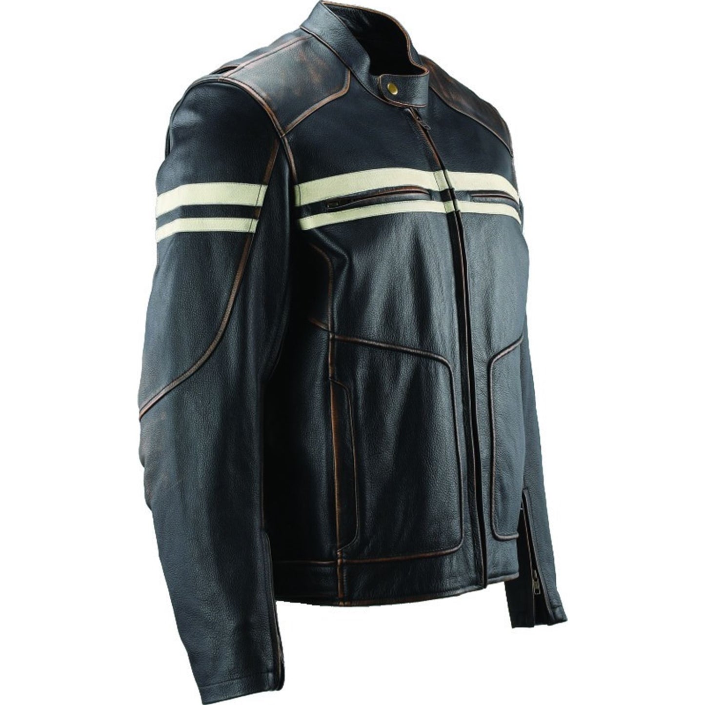 Kuryakyn River Road Hoodlum Vintage Leather Jacket - Black_1553793