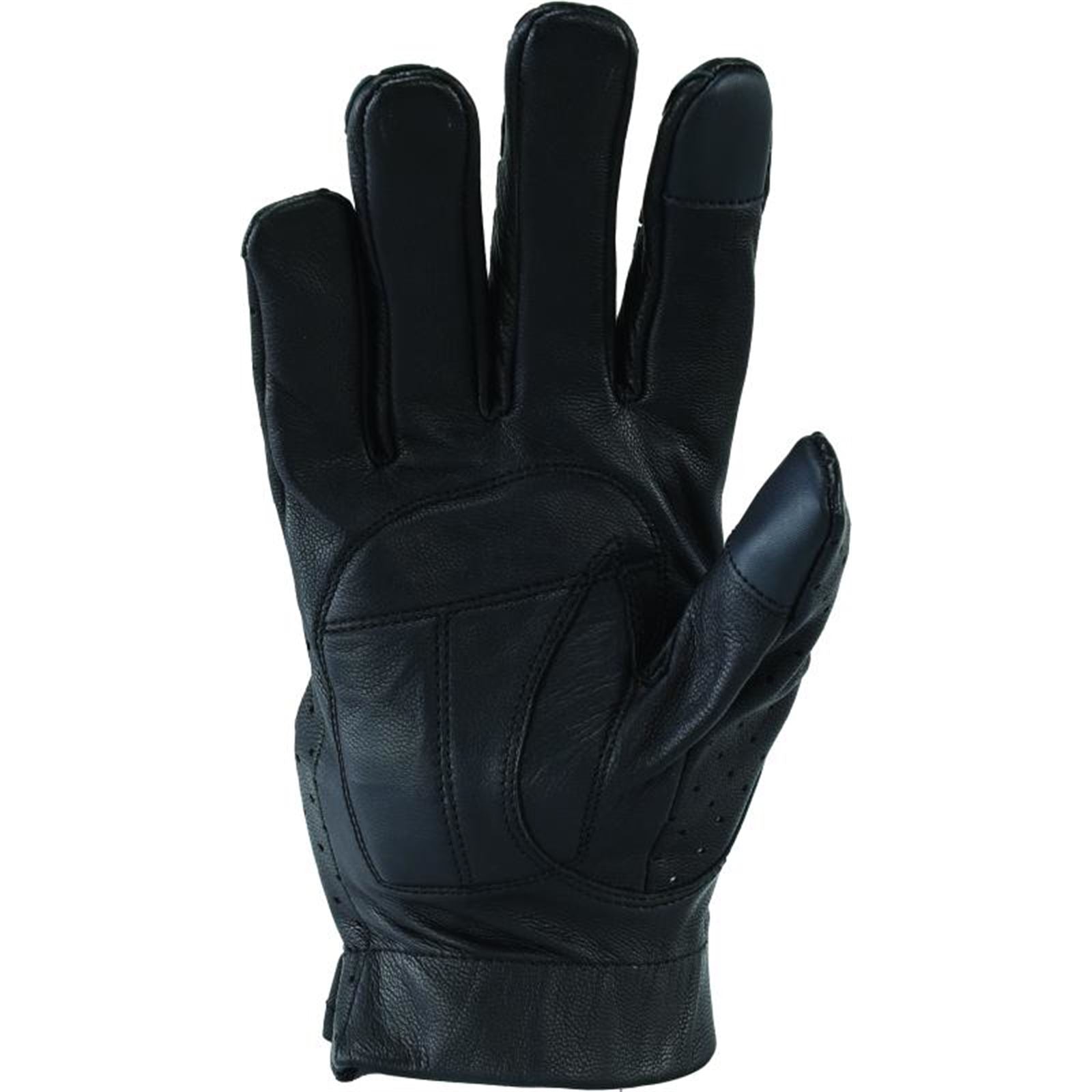 Kuryakyn River Road Tucson Leather Perforated Gloves - Black_1552613