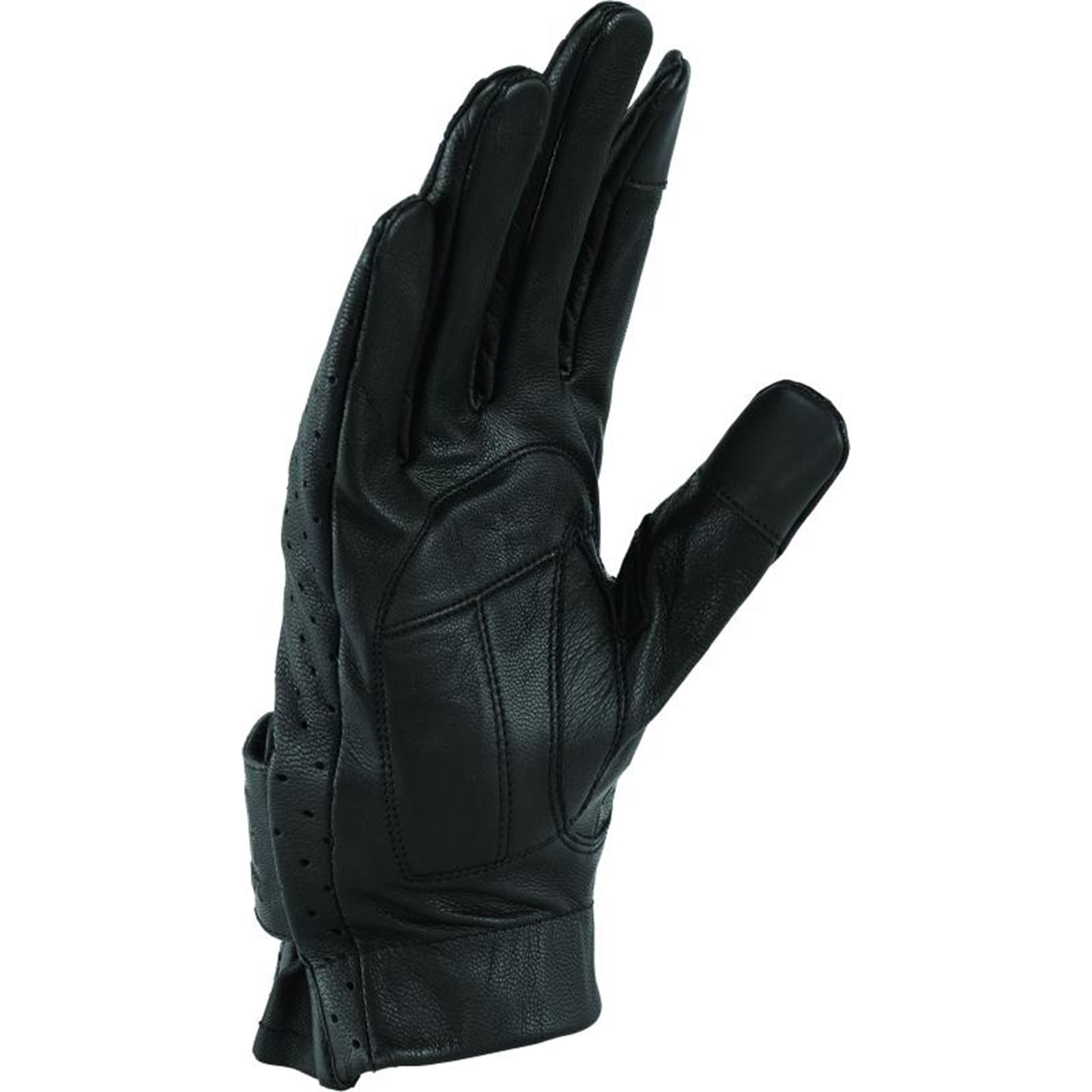 Kuryakyn River Road Tucson Leather Perforated Gloves - Black_1552592