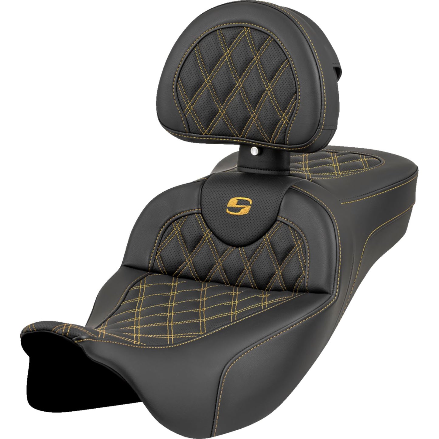 Saddlemen Roadsofa™ Extended Reach Seat - Lattice - Gold Stitch - FL '08-'23 808-07B-184B7_1550637