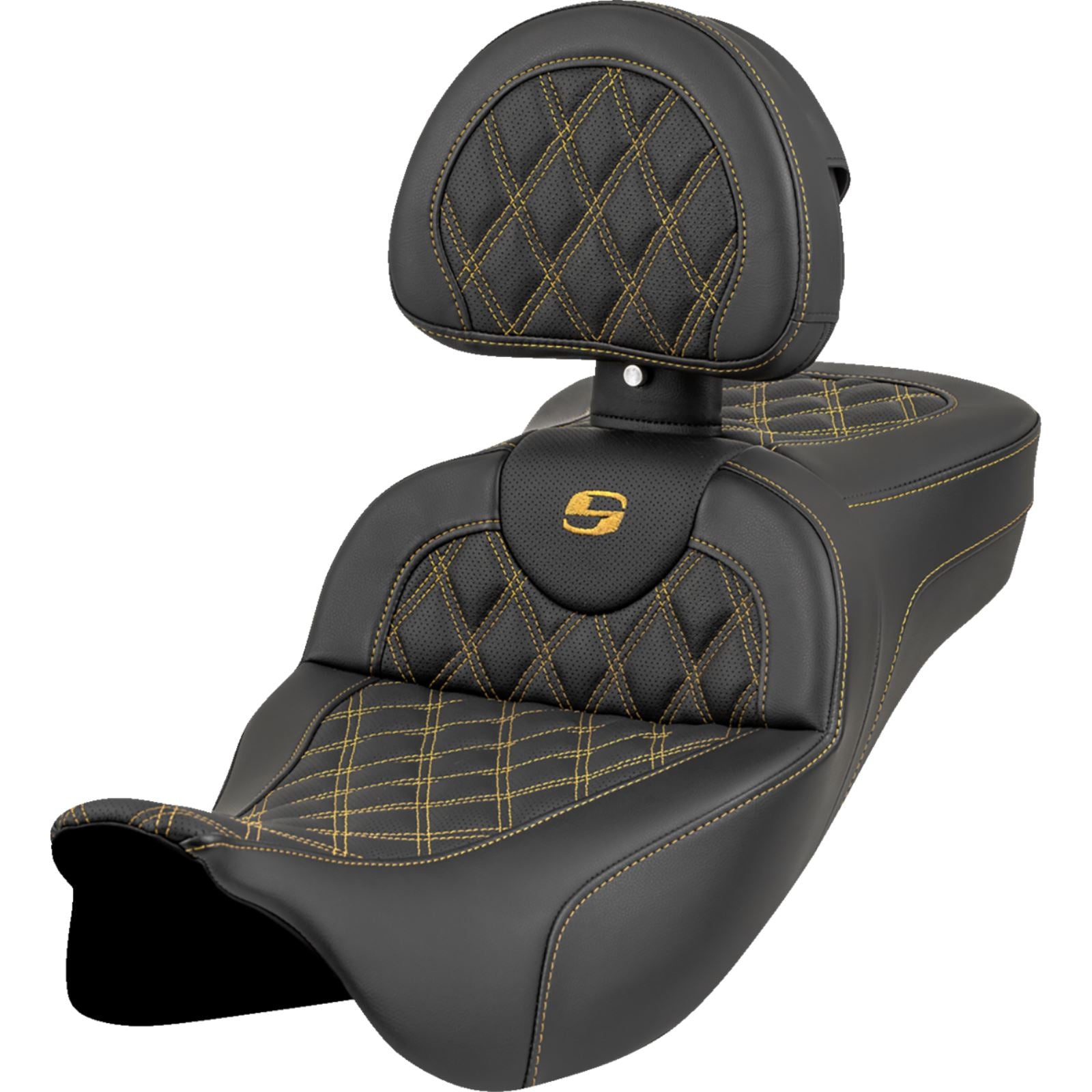 Saddlemen Roadsofa™ Extended Reach Seat - Lattice - Gold Stitch - FL '08-'23 808-07B-184B7_1550637