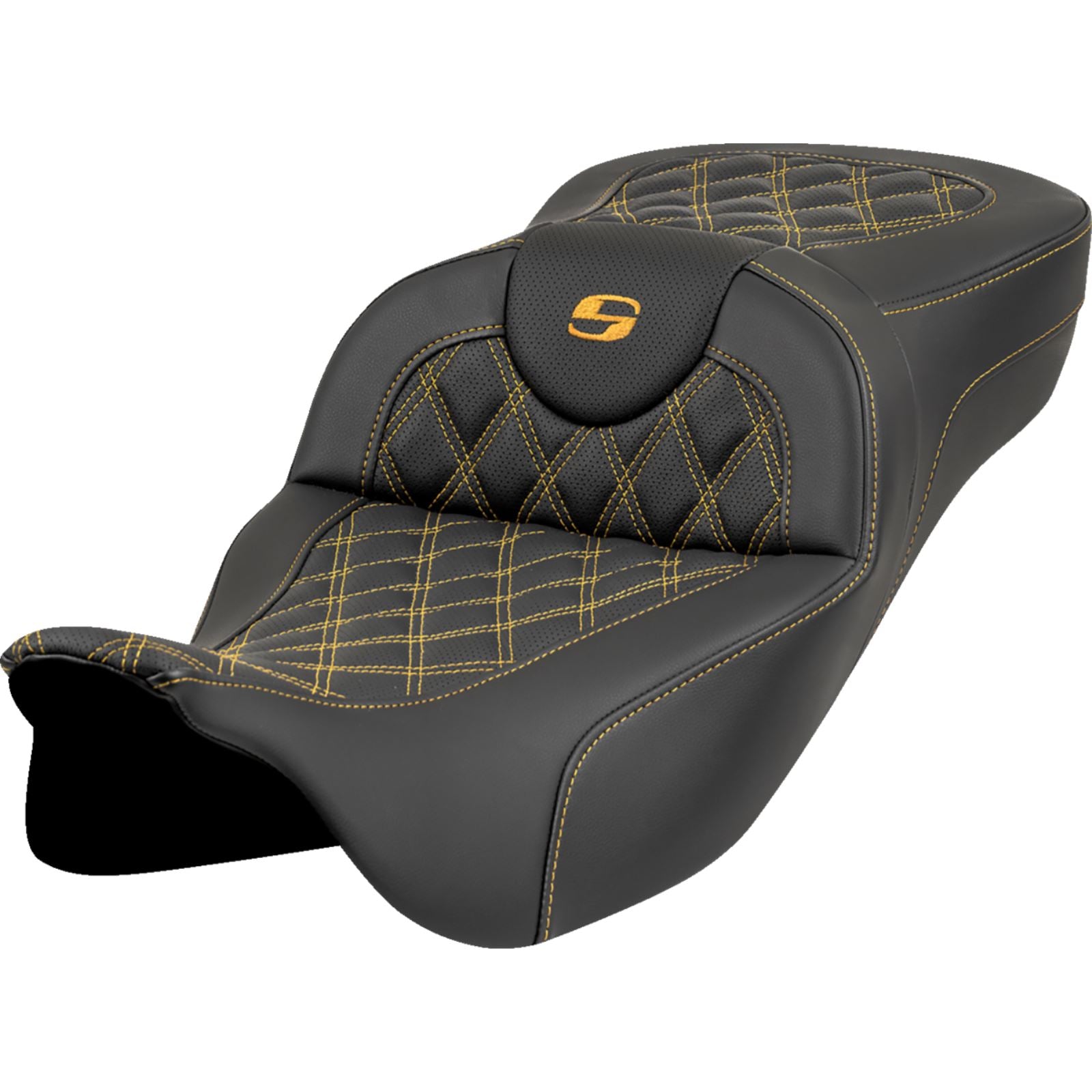 Saddlemen Roadsofa™ Extended Reach Seat - Lattice - Gold Stitch - FL '08-'23 808-07B-18407_1550642