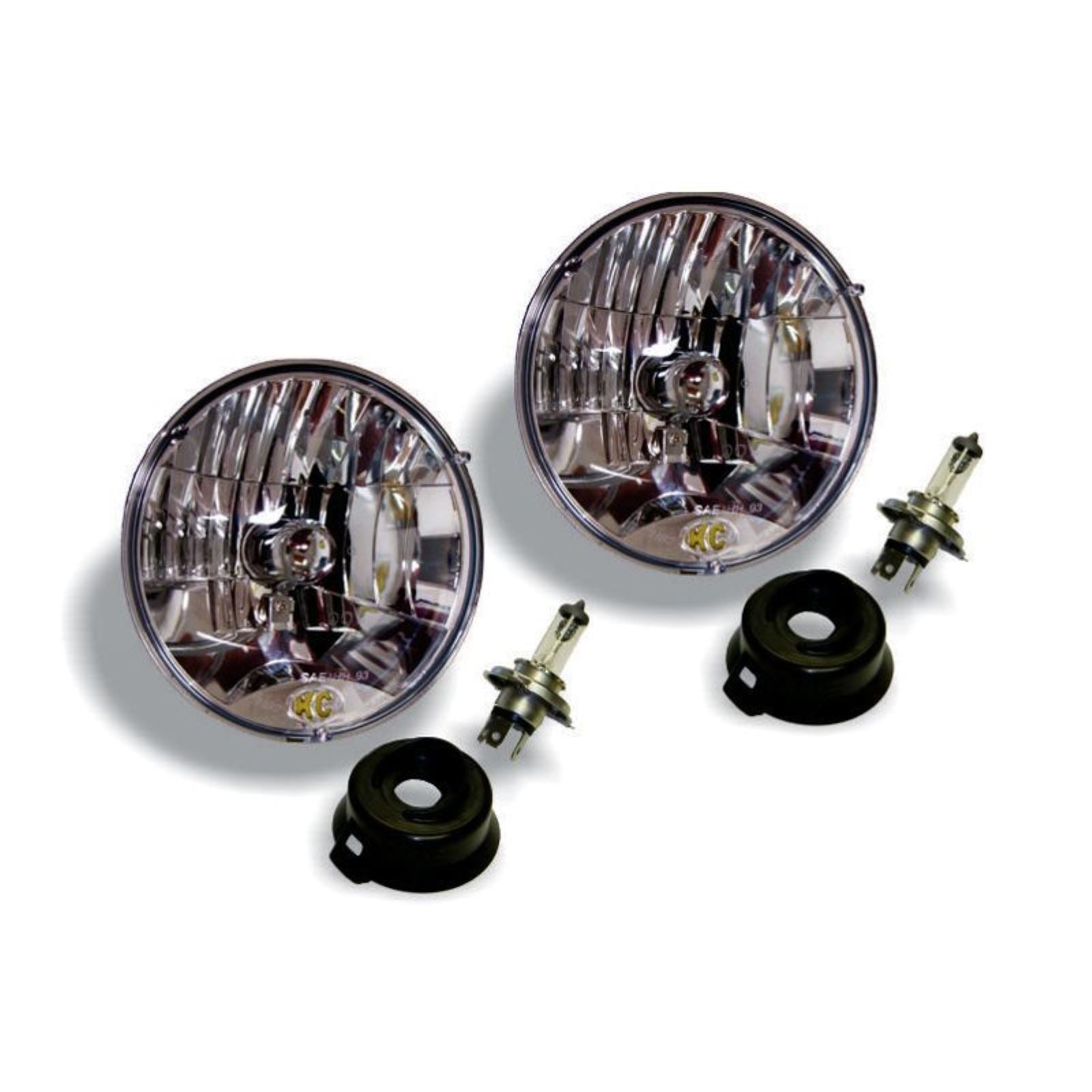 KC HiLiTES 7" Halogen H4 DOT Headlight 55/60w Lexan fits 97-06 Jeep TJ/Universal - Pair [MPN: 42301]_1551883