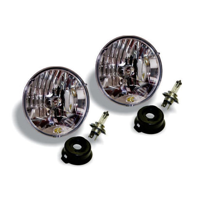KC HiLiTES 7" Halogen H4 DOT Headlight 55/60w Lexan fits 97-06 Jeep TJ/Universal - Pair [MPN: 42301]_1551883
