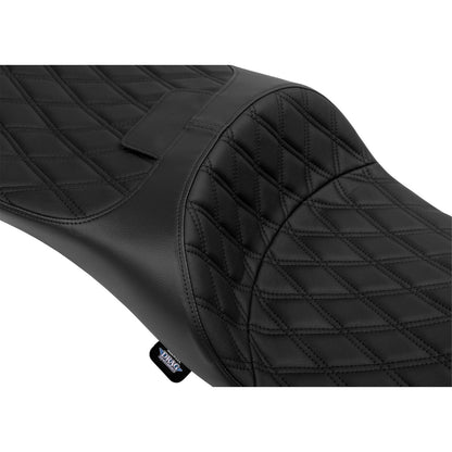 Drag Specialties Extended Reach Freedom Seat - Vinyl - Diamond - Black Stitch - FLT/FLH 0801-1980_1555621