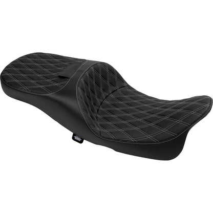 Drag Specialties Extended Reach Freedom Seat Vinyl - Diamond - Silver Stitch - FLT/FLH [MPN: 0801-1981]_1555622