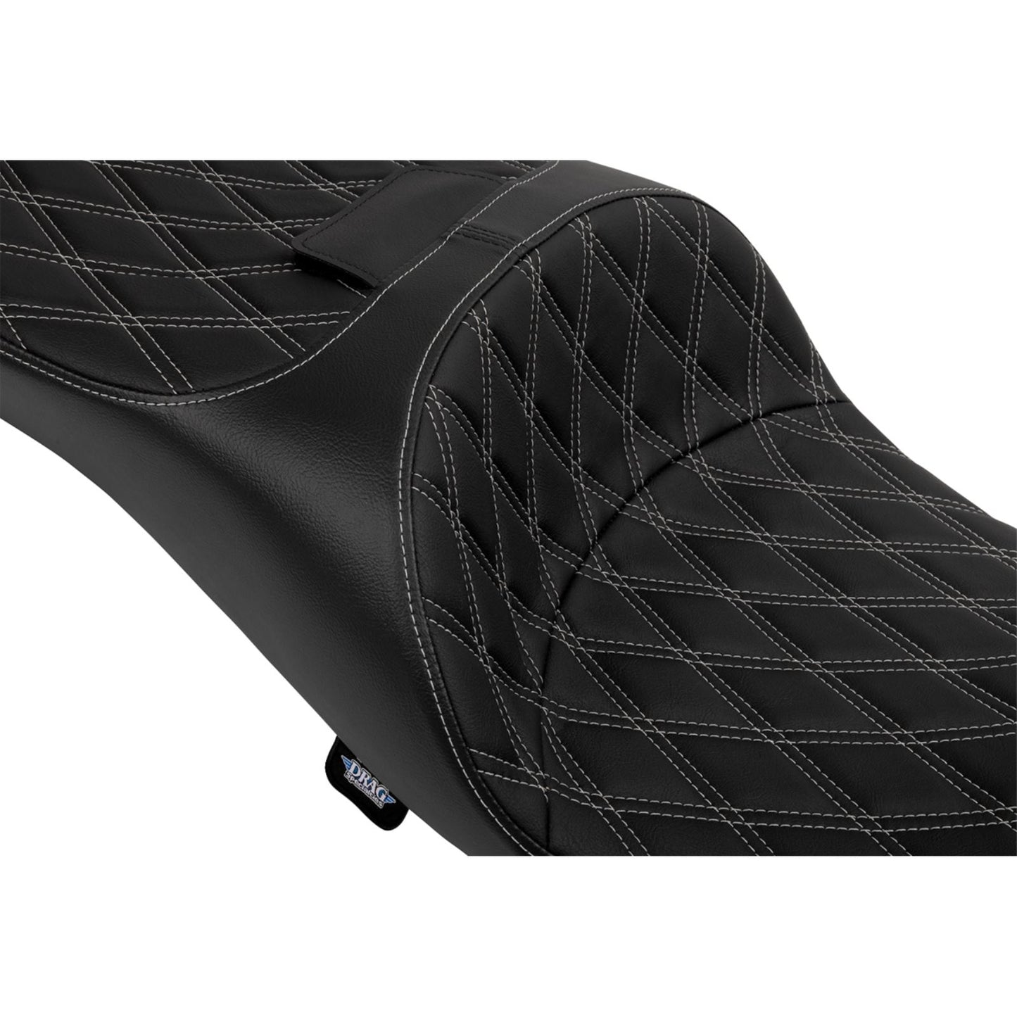 Drag Specialties Extended Reach Freedom Seat Vinyl - Diamond - Silver Stitch - FLT/FLH 0801-1981_1555623