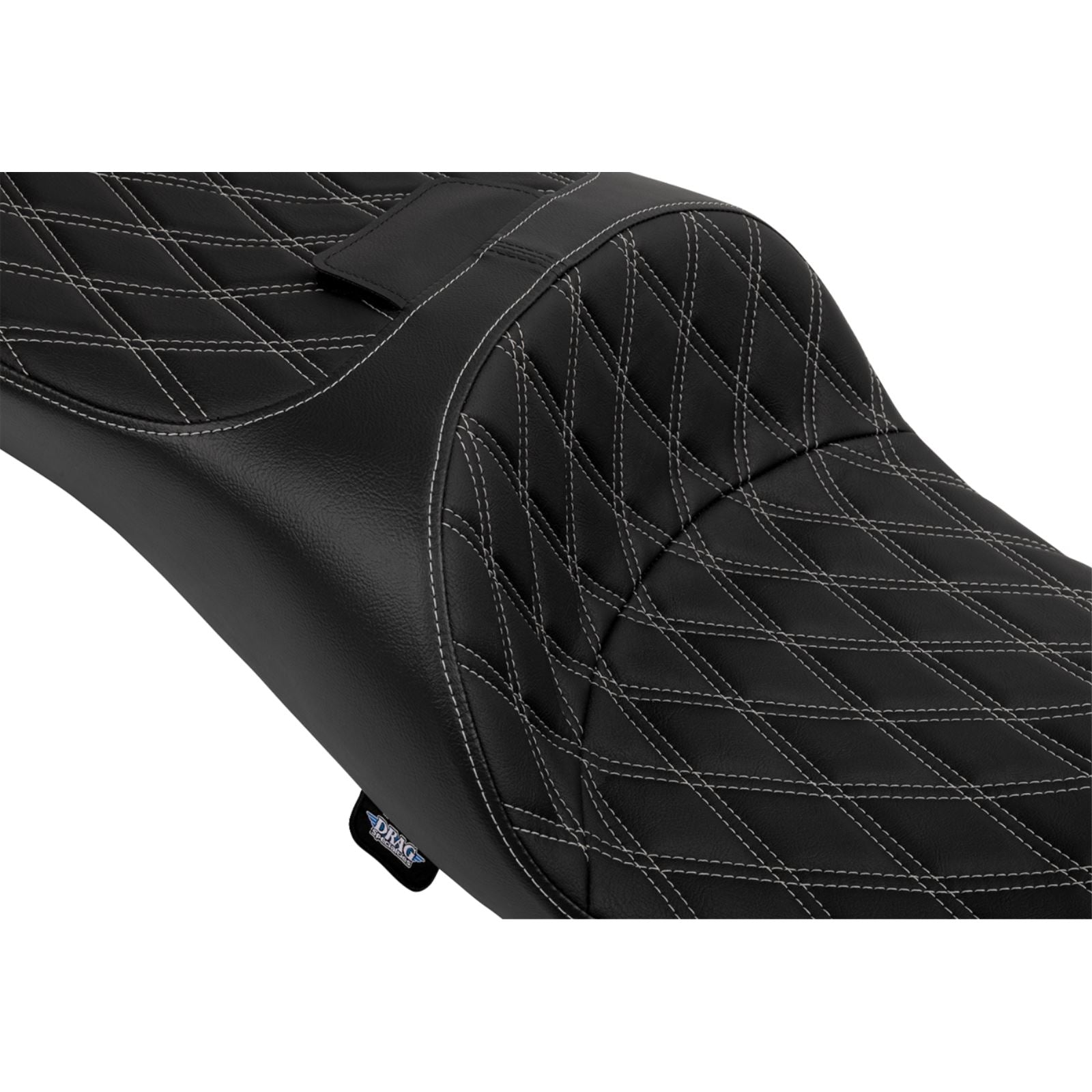 Drag Specialties Extended Reach Freedom Seat Vinyl - Diamond - Silver Stitch - FLT/FLH 0801-1981_1555623