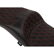 Drag Specialties Extended Reach Freedom Seat - Vinyl - Diamond - Red Stitch - FLT/FLH 0801-1982_1555624
