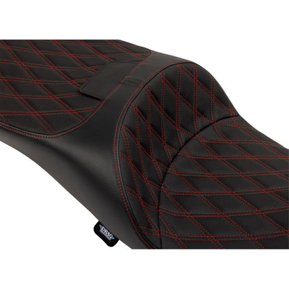Drag Specialties Extended Reach Freedom Seat - Vinyl - Diamond - Red Stitch - FLT/FLH [MPN: 0801-1982]_1555624