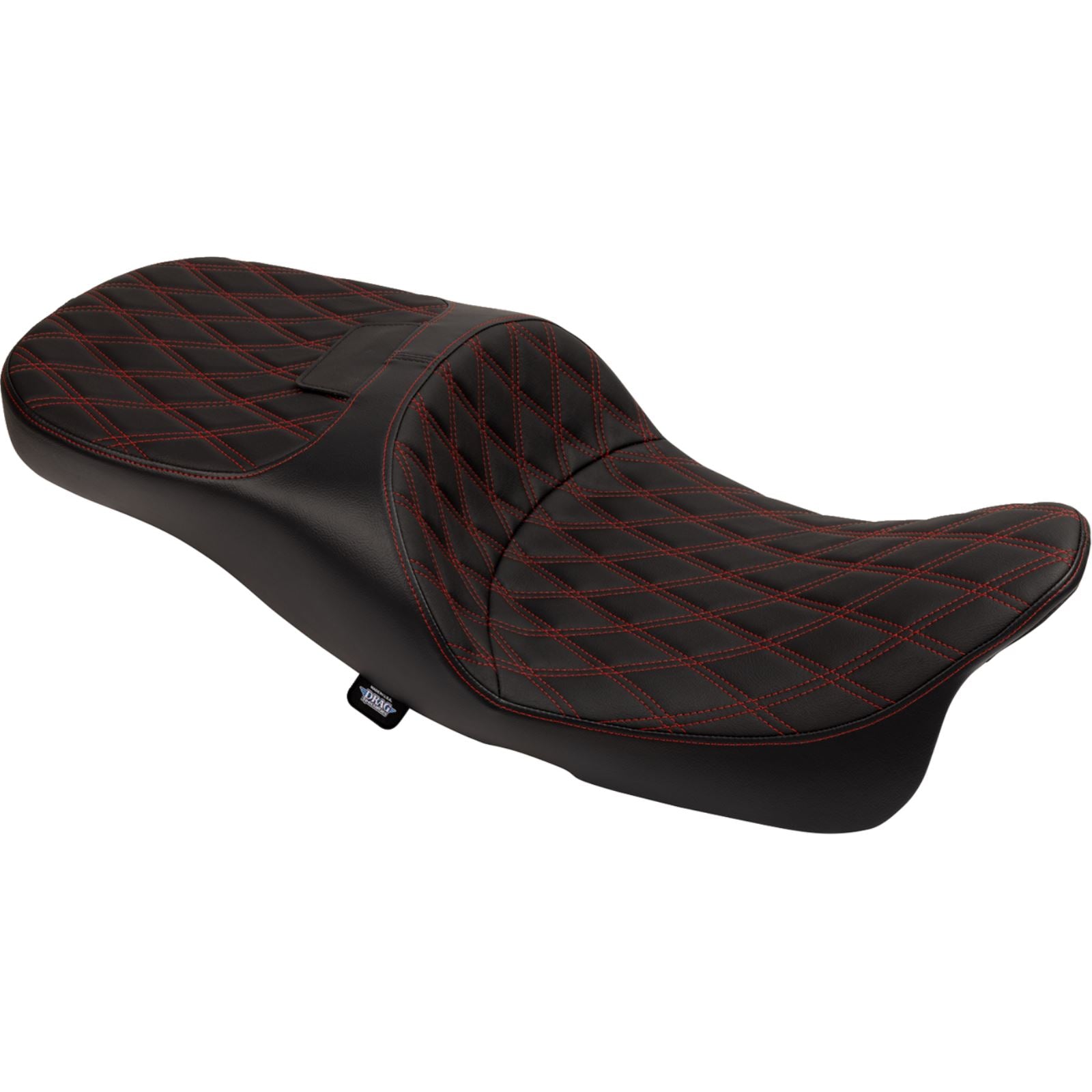 Drag Specialties Extended Reach Freedom Seat - Vinyl - Diamond - Red Stitch - FLT/FLH 0801-1982_1555625