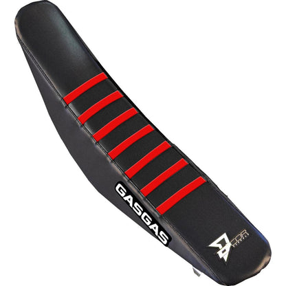 D'Cor Seat Cover - Black/Red Ribs for Gas Gas MC '23-'25 [MPN: 30-65-102]_1560364