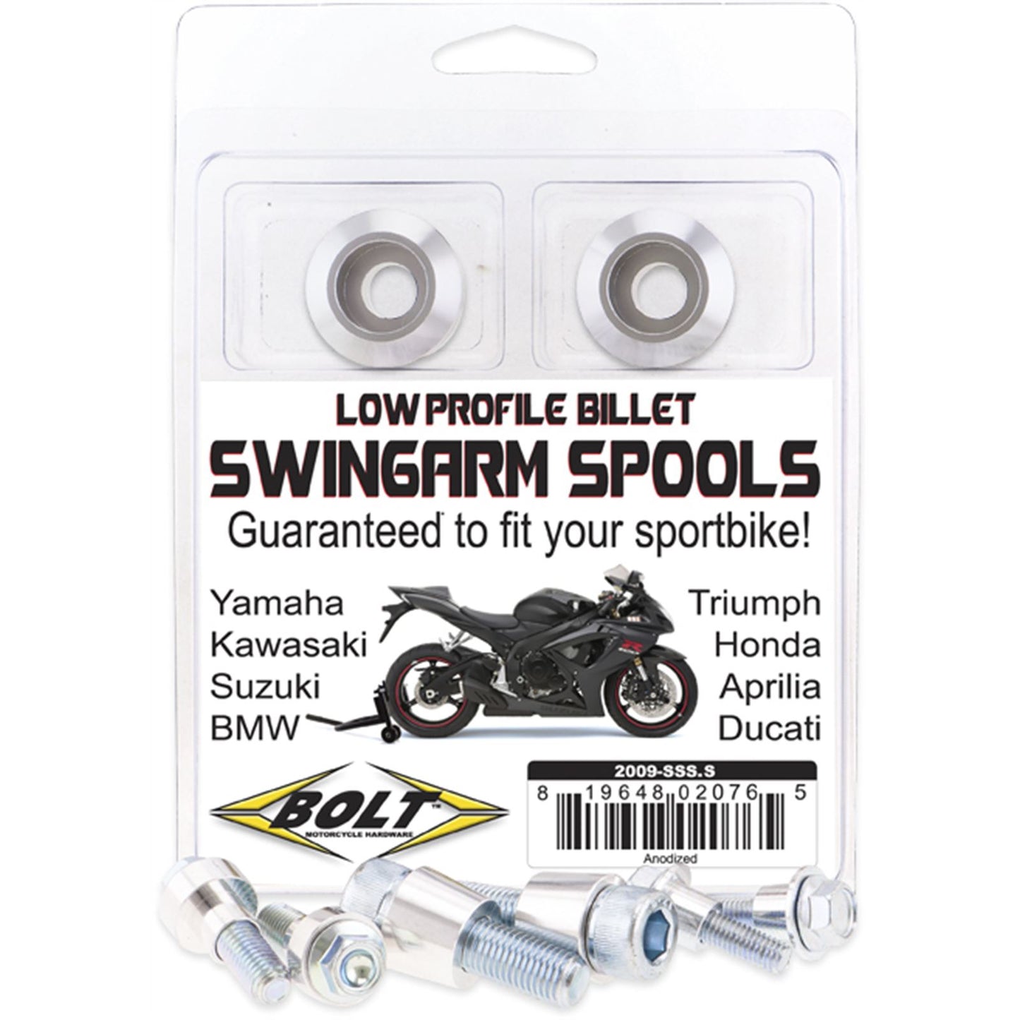 Bolt MC Hardware Swingarm Spools Silver 2009-SSS.S_1002282